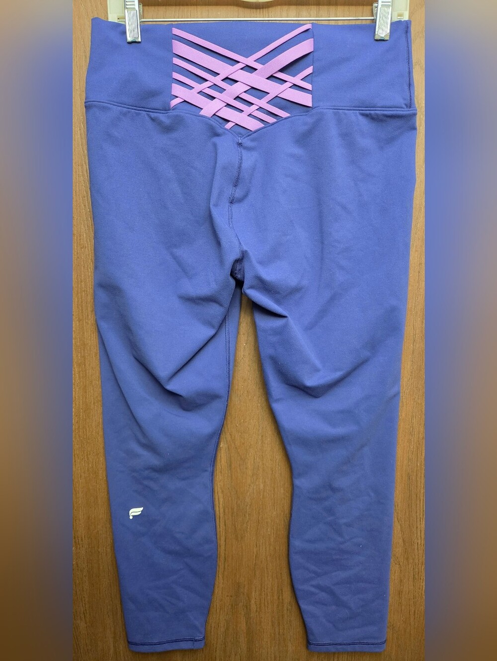Fabletics Purple Leggings with Pink Lattice Back